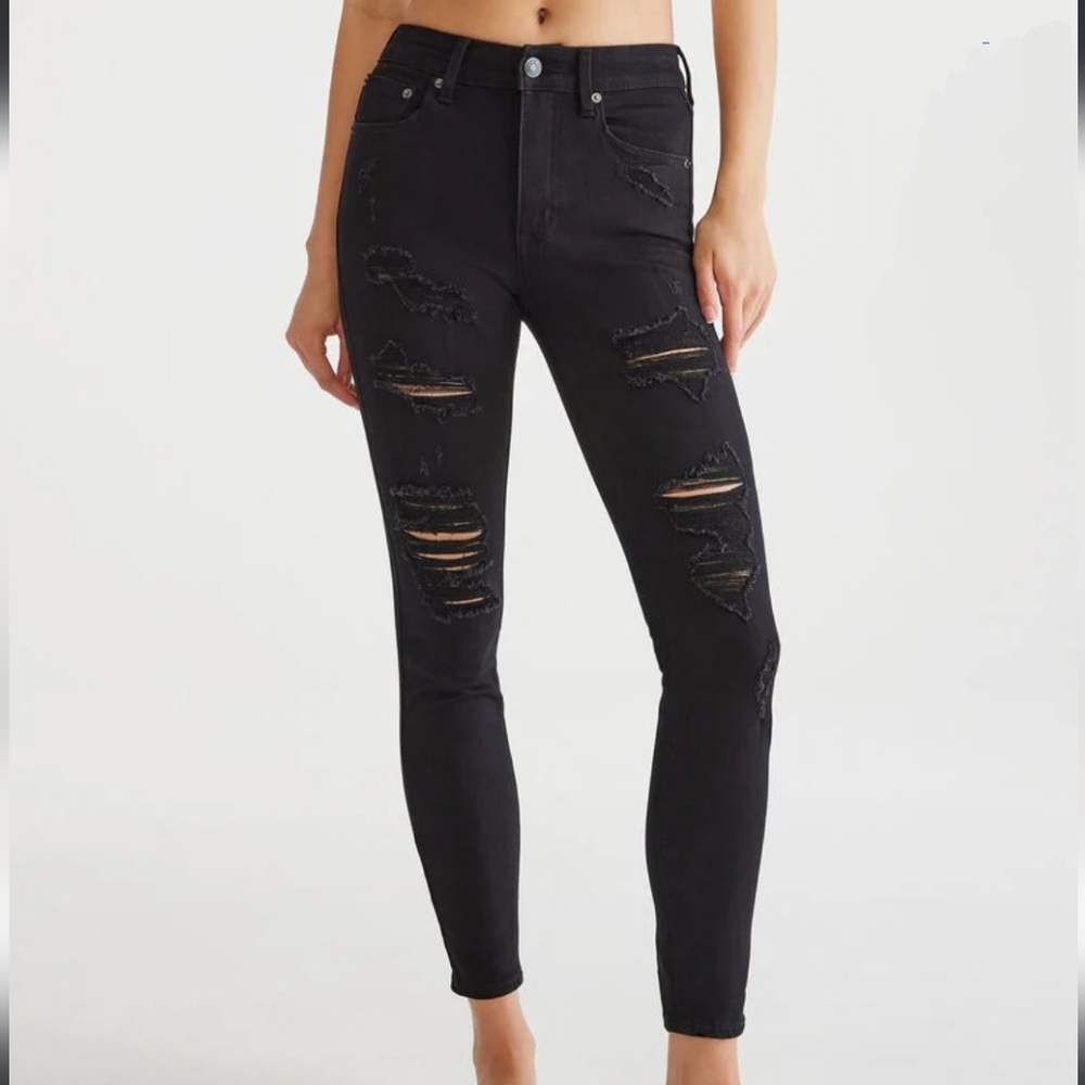 Black Deconstructed curvy high Waisted Skinny jeans By Abercrombie